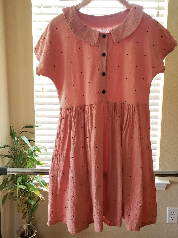 Adorable polka dot, dusty rose summer dress